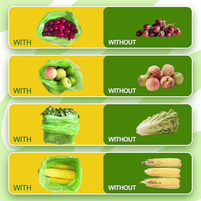 Green Fresh Bags, Keep it Fresh Produce Bags Reusable Green Fresh Bags Keeps Fruits, Vegetables and Cut Flowers, Fresh Longer, BPA-Free (40 Pack)