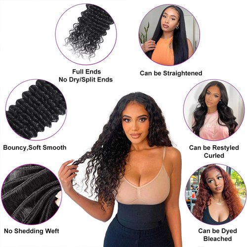 Tanday 15A Raw Human Hair Bundles Deep Wave Bundles Human Hair,Triple Lifespan Indian Virgin Hair,No Tangle Shedding,Multiple Washes Keep Texture Silky Soft (1 Bundle Natural Black, 26)