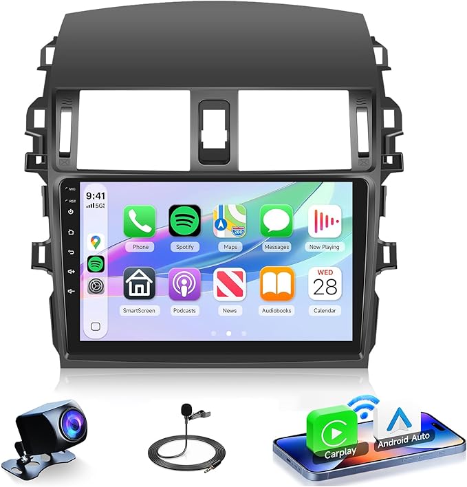 4Core 4G+64G Android 15 Car Radio for Toyota Corolla 2009-2013 Car Stereo Wireless Carplay, Rimoody 9'' HD Touchscreen Mir...