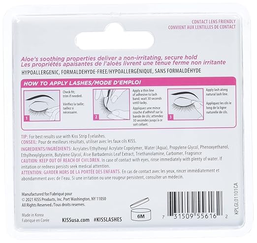 KISS Strip Eyelash Adhesive, Clear 0.176 Oz KPLGL01 (Pack of 2)