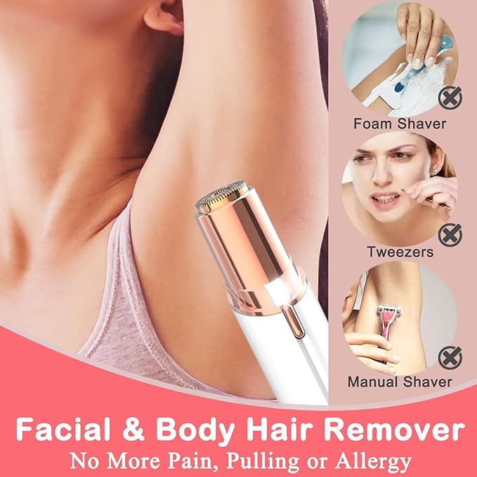 Facial Hair Remover for Women - Lady Removal Shaver - USB Rechargeable Lady Face Epilators Trimmer for Face Lips Chin Peach Fuzz Arms Legs