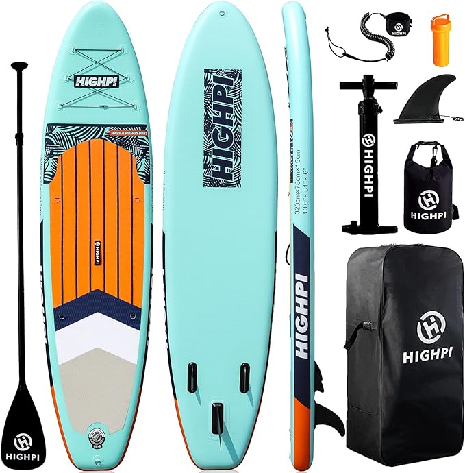 Highpi Inflatable Stand Up Paddle Board for Youth and Adults – Wide Sup with Premium Accessories, Blow Up Paddleboard for ...