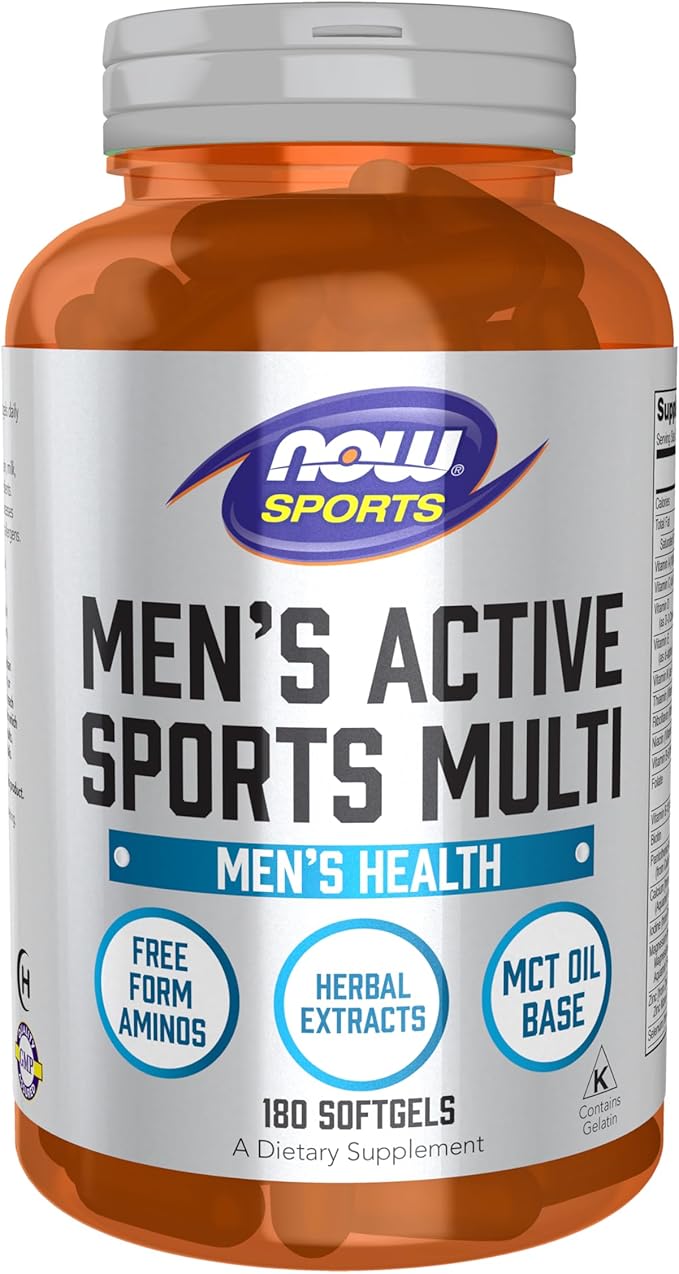 NOW Foods Sports Nutrition, Men's Extreme Sports Multi with Free-Form Amino Acids, ZMA®, Tribulus, MCT Oil, and Herbal Ext...