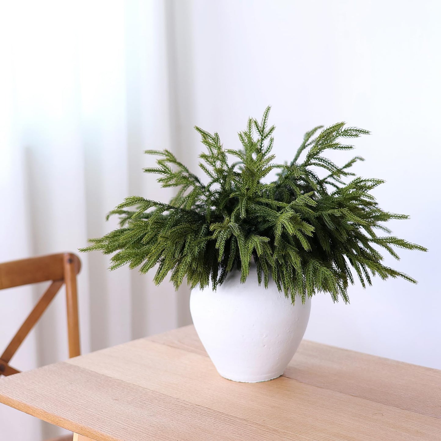 YXZZWL 16 Pcs 18 Inch Real Touch Artificial Norfolk Pine Branches, Faux Cedar Pine Stem Fake Greenery Pine Picks for Vase DIY Garland Wreath Home Decoration