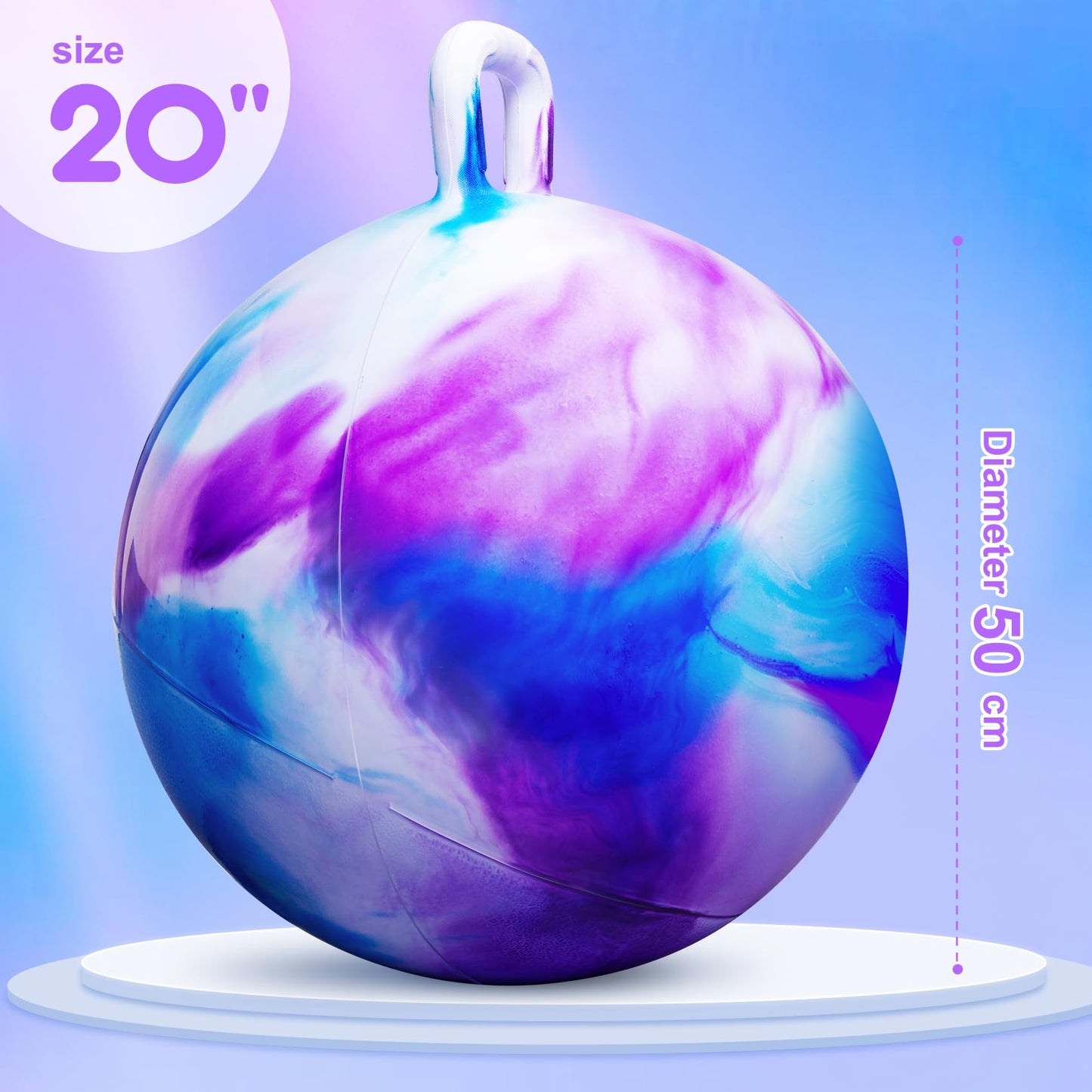 PlayZap Hopper Balls for Kids 6-12, 20 Inches Bouncy Ball with Handle, 20" Inflatable Bouncing Hopper, 50cm Bouncing Toys, Outdoor Hopping Toys for Girls Boys Gifts