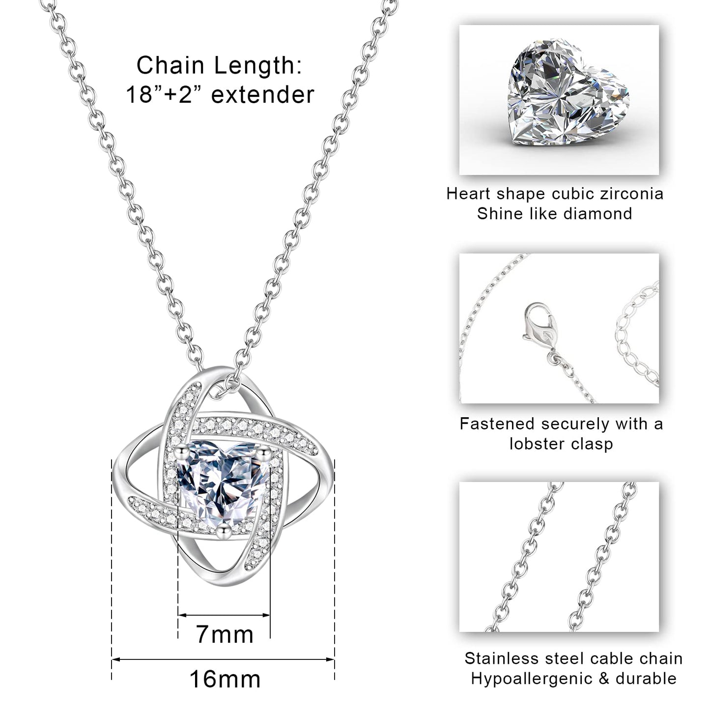 EPIRORA Best Friend Birthday Gift for Women- Love Knot Pendant Necklace for Bestie, Friendship Bff Jewelry Gifts for Friend, 18"