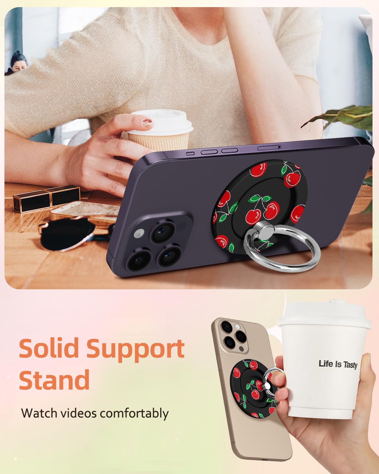 Lotadilo For Magnetic Phone Ring Holder Compatible With Magsafe For Women - Cute Design Magnet Phone Grip Ring Stand Kickstand F