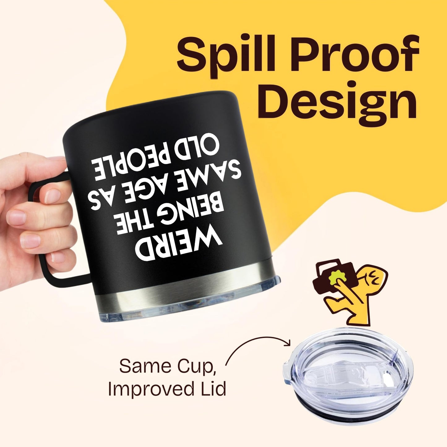 40th 50th 60th 70th Birthday Gifts for Men Fathers Day - Weird Being the Same Age as Old People Mug 14oz Tumbler Black Gifts for Dad Birthday Gift Ideas for 70 Year Old Man Funny Gag Gift for Elderly
