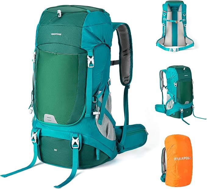 PARAPOGEE 50L Hiking Backpack, Lightweight Hiking Daypack with Waterproof Rain Cover, Outdoor Travel Backpack for Climbing...