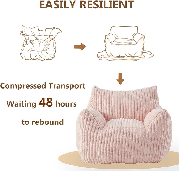 Achicsofar Giant Bean Bag Chairs for Adults Teens, Large Bean Bag Sofa Chairs with Filling Comfy Fuzzy BeanBag Chair with Armrests for Bedroom Living Room Reading
