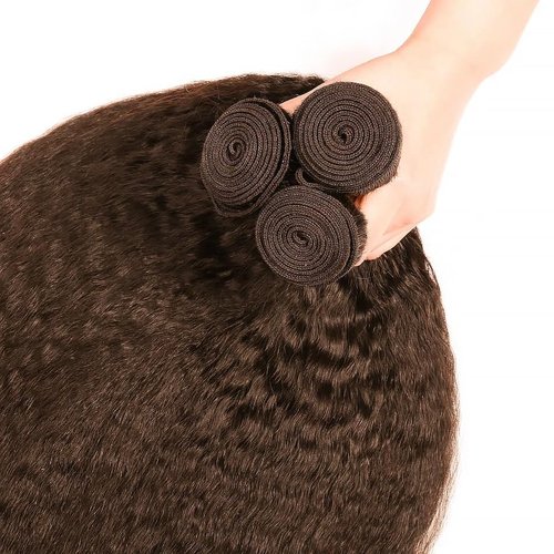 Condescension Bundles Human Hair 16 18 20" Inch Chocolate Brown Yaki Wave Human Hair Bundles Brazilian Virgin Remy Medium Brown Soft and Silky Hair Extensions