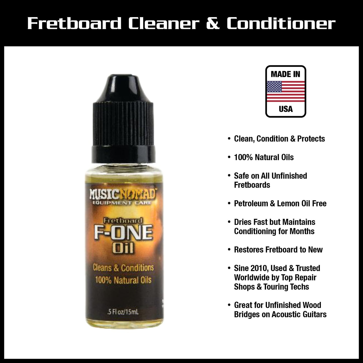 Musicnomad 5 Pc. Guitar Cleaning & Care Kit: Cleaner, Fret Polish, Fretboard Oil, Nut Lubricant, Cloth For Guitar Body, Frets, F