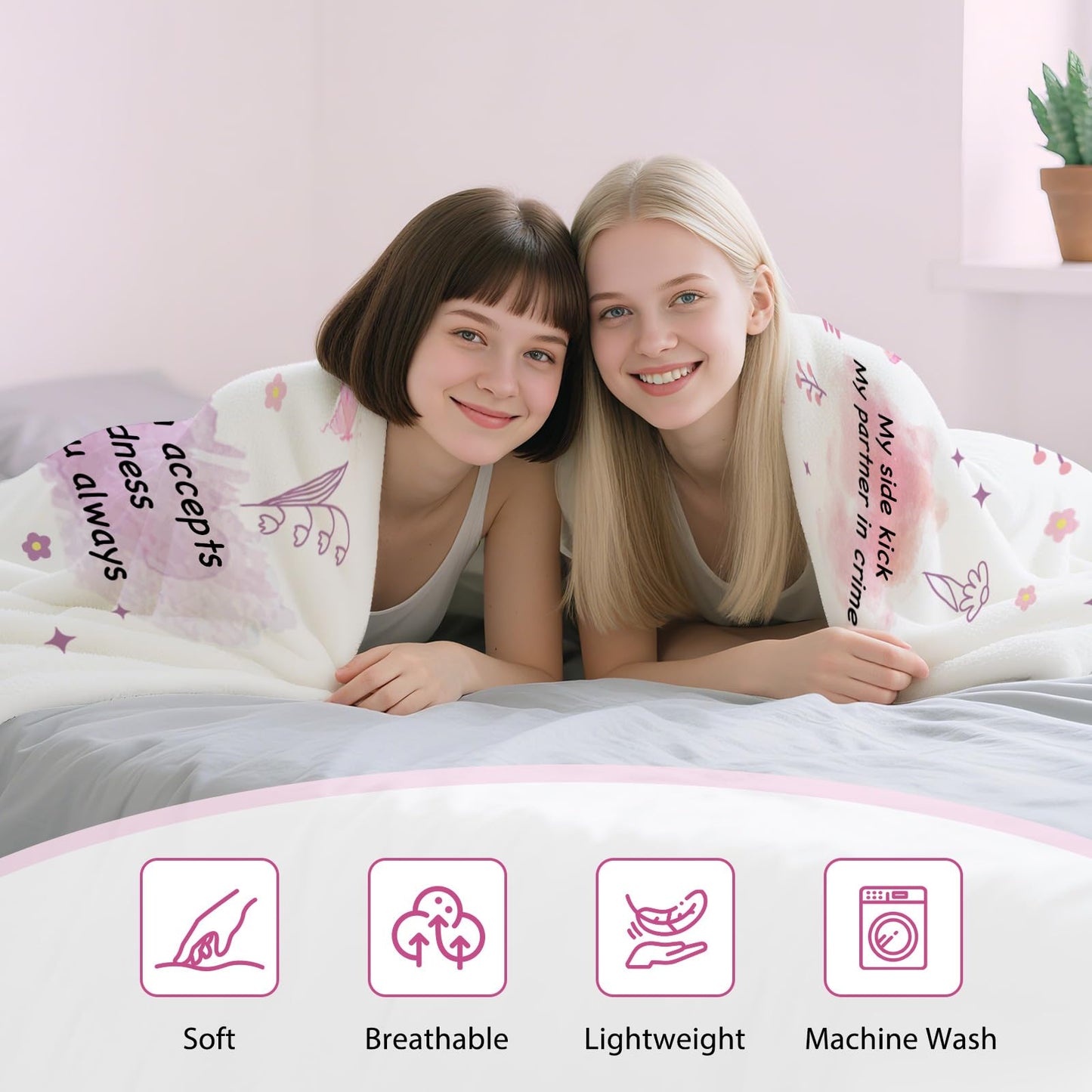 INXENG Best Friend Blanket - Bestie Gifts for Women Best Friend, Birthday Gifts for Women Friendship, Best Friends Birthday Gifts, Friendship Gift for Friends Female, Bestie Blanket, 50"x60"
