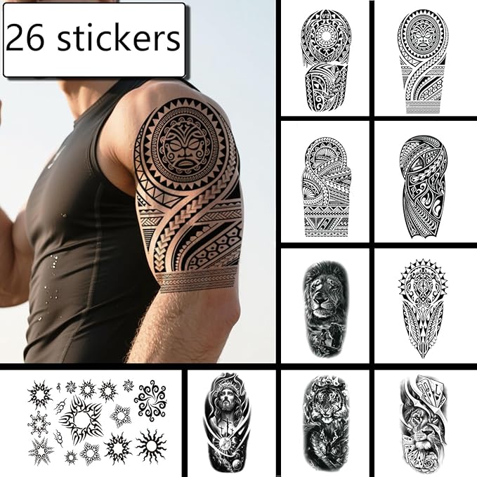 Fashion Temporary Tattoo Stickers Waterproof Realistic Fake Body Art Transfer for Women Men Kids (10 Sheets)