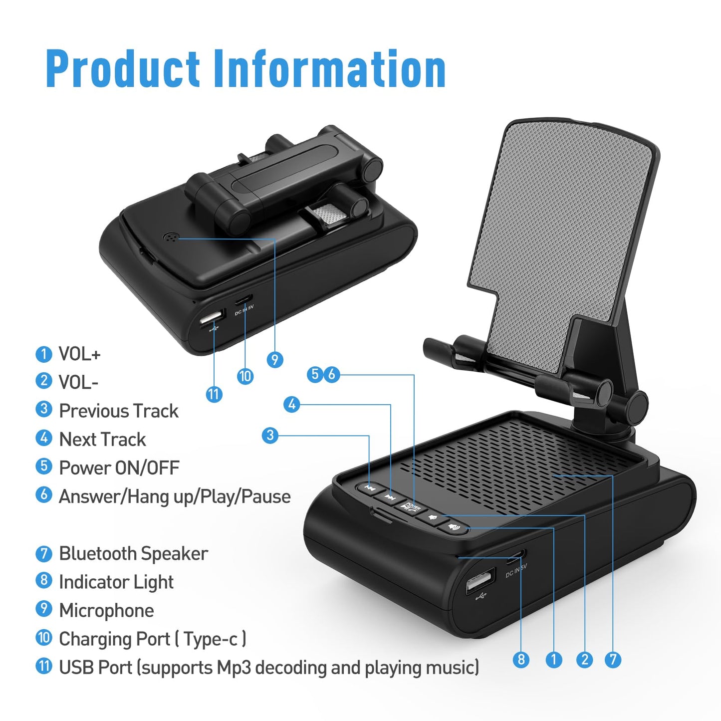 Gifts for Men, Cell Phone Stand with Wireless Bluetooth Speaker, Birthday Gifts for Mens Dad Boyfriend, Cool Gadgets for Men, Anniversary Ideas Gift, Compatible with iPhone/iPad/Samsung Galaxy