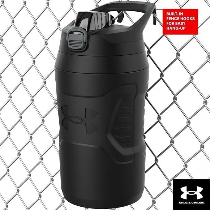 Under Armour 32 oz Insulated Water Bottles - Sports Water Jug with Fence Hook, Leak Resistant for Baseball, Football & More, 32 oz Insulated, Blaze Orange/Black