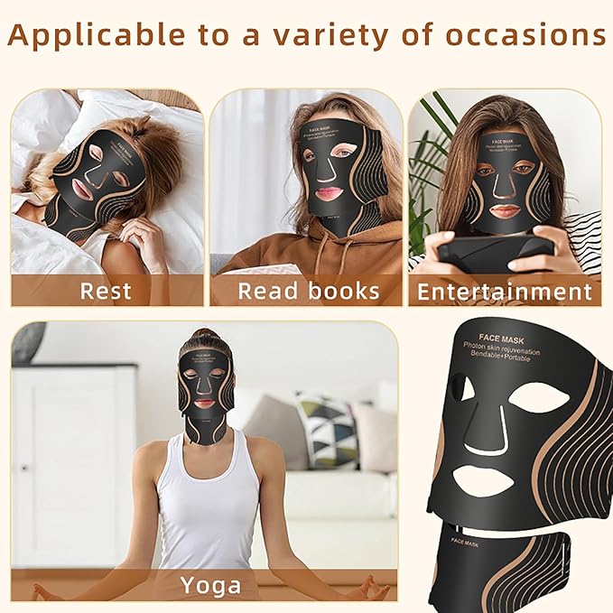 Red Light Therapy Mask for Face,LED Light Therapy Mask Skin Care Mask & Neck,Infrared Lights Masks for Home Working Travel Yoga Sleep