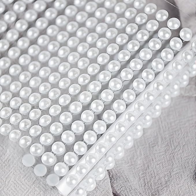 3/4/5/6mm with Pearl White Gem Rhinestones Stickers for Face, Self Adhesive Pearl Stickers Stick on Body Crystal Jewels Makeup Glue for Face Eye Hair Nails Make up and Craft Home Decor 3090PCS