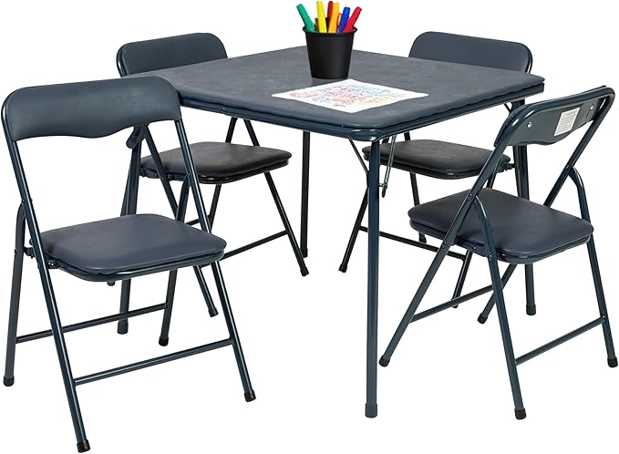 Flash Furniture Mindy Kids Navy 5 Piece Folding Table and Chair Set