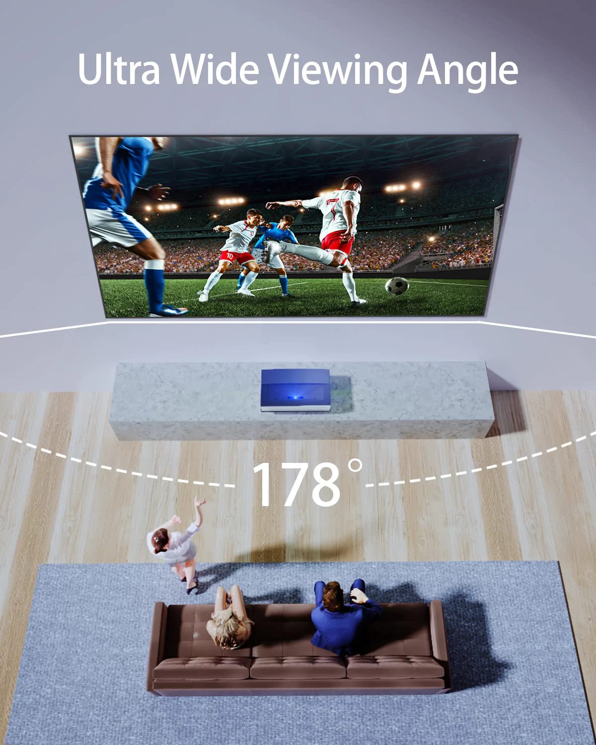 CASIRIS Ambient Light Rejecting ALR Projector Screen 100 inch, Ultra HD Fixed Frame Movie Screen for Ultra Short Throw Projector, Edge Free Projector Screen, 16:9 Aspect Ratio