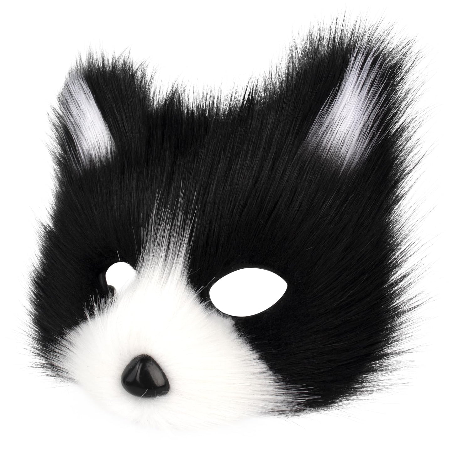 hbbhml Faux Fur Fox Mask Wolf Cat Fluffy Tail and Leather Necklace Set Halloween Party Cosplay Costume Accessory