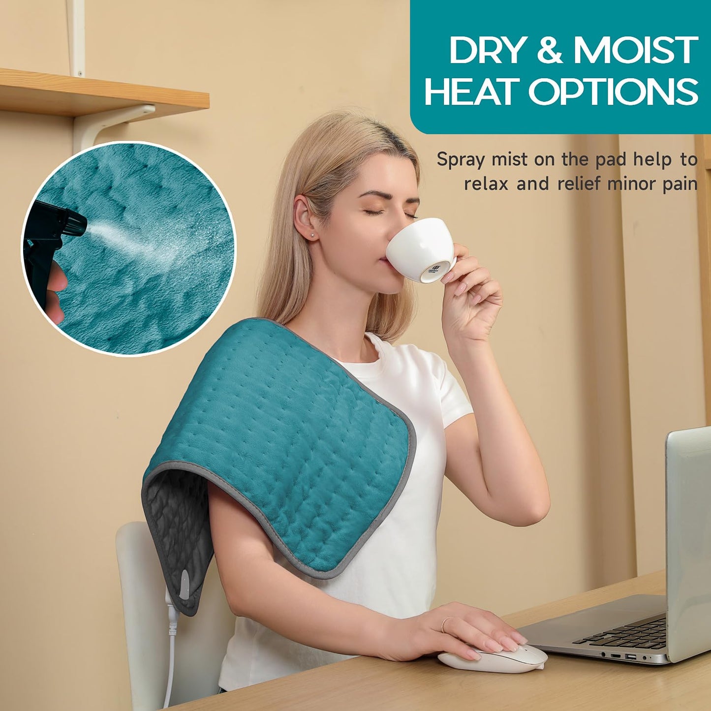 Electric Heating Pad for Back Pain Relief, Large Heating Pads for Body Muscle Pain Cramps Relief, 6 Heating & 4 Timer Setting, Machine Washable, Gift for Grandparents(17'' x 33'')