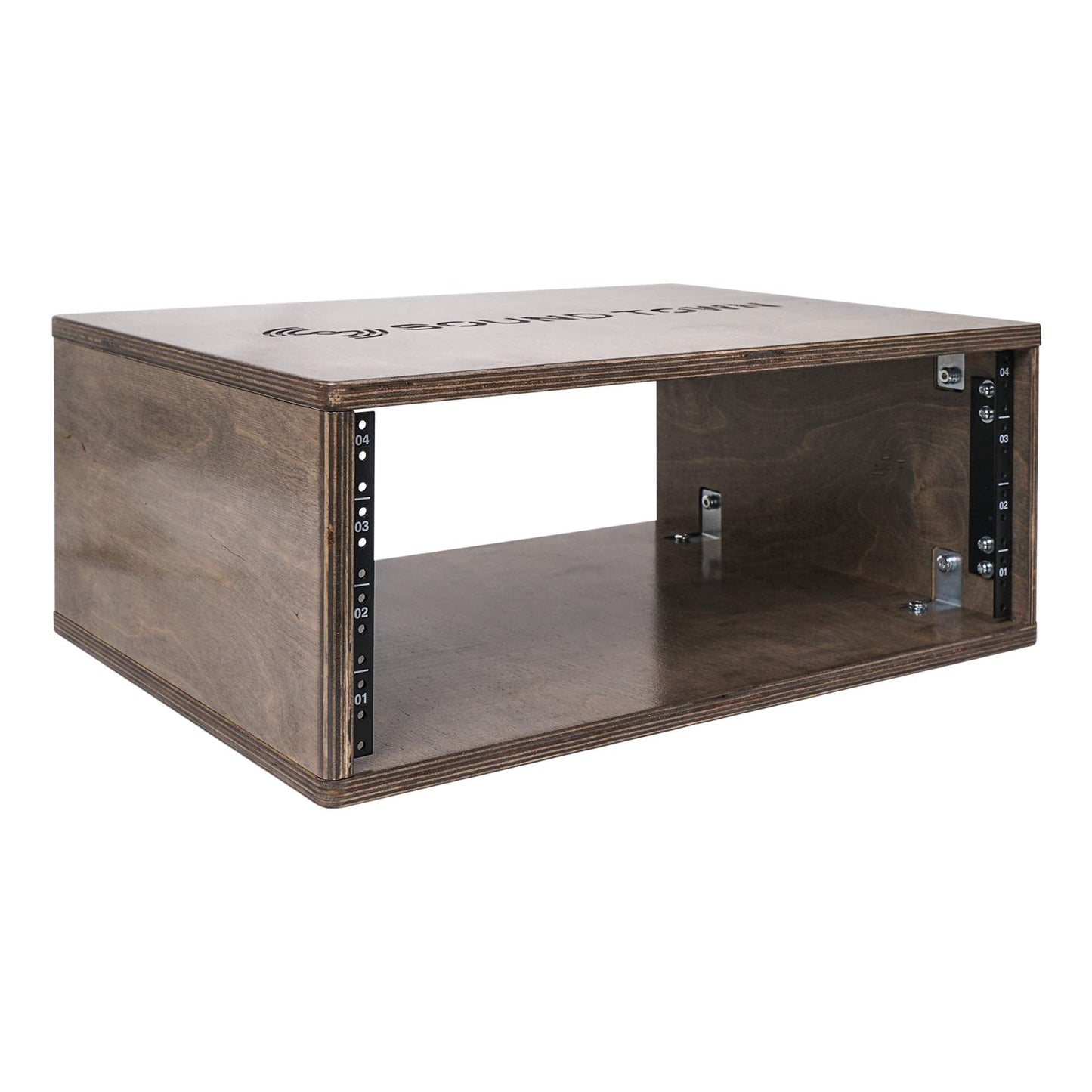 Sound Town Diy 4U Studio Rack With Baltic Birch Plywood, Weathered Brown (Sdrk-Y4B)
