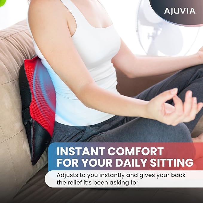 AJUVIA Back Vitalizer Lumbar Support Pillow | 3000+ Doctor Trusted Ergonomic Pillow Support for Office Chair, Home & Car | 3 Second Pain Relief, Better Posture, Sciatica & Lower Back Relief