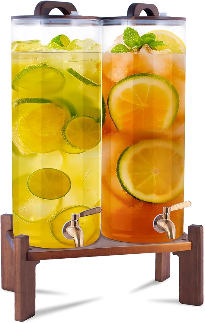 2PCS 2.2 Gallon Drink Dispenser,Glass Water Dispenser with Stand,Beverage Dispenser with Stainless Steel Spigot,Drink Disp...