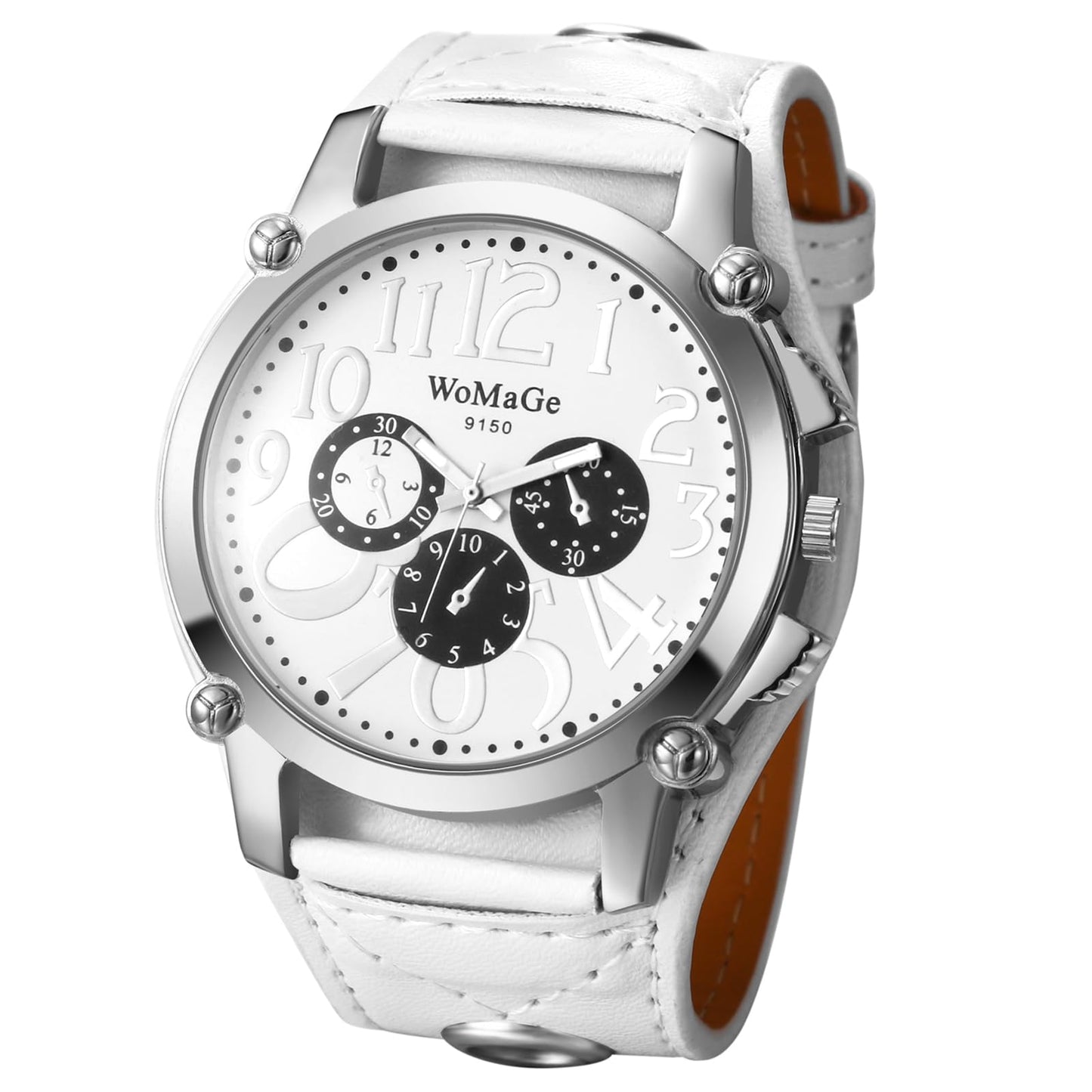 Avaner Men's Oversize Steampunk Watches: Retro Wide Band Analog Quartz Leather Strap Big Face Large Dial Wrist Watch