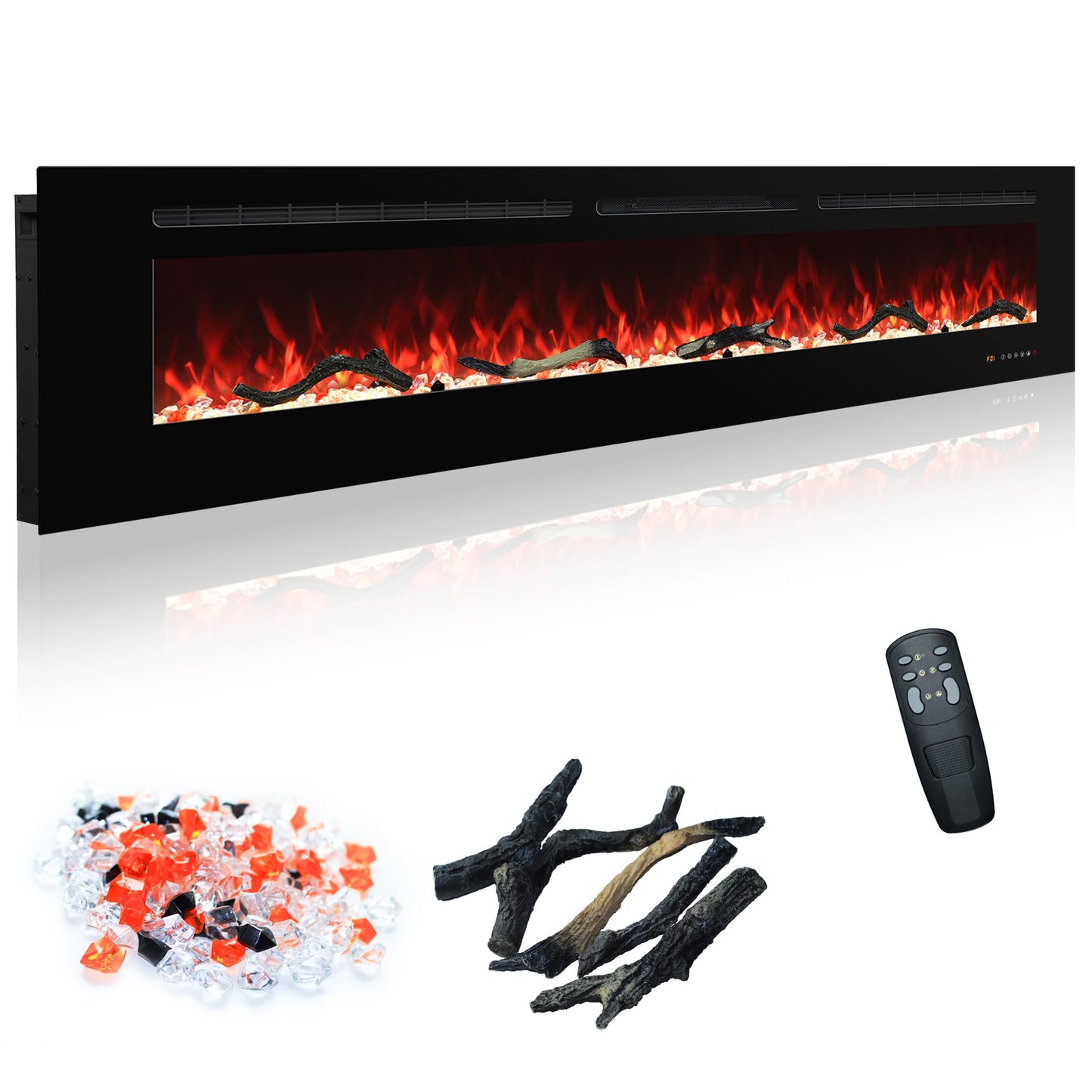 Carsynflame Electric Fireplace 72 In, Wall Mounted & Recessed Electric Fireplace Inserts, Remote & Touch Screen Control, 169 Flame Color Combinations, Timer & Thermostat Fireplace Heater, 1500W, Black