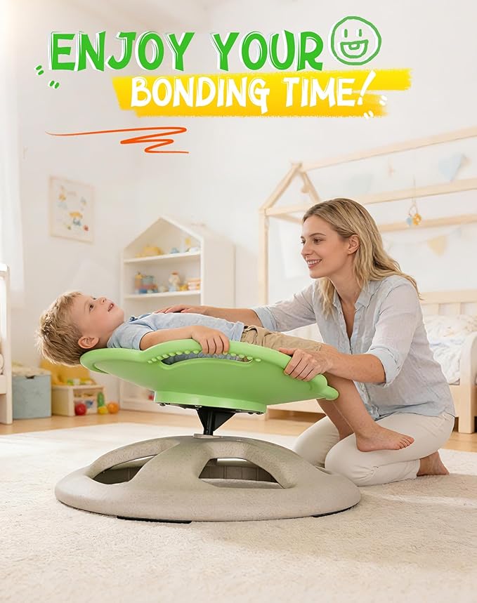 FERUERW Spinning Chair for Autistic Kids with Handle, Sensory Swivel Chair, 220LBS Weight Capacity, Sensory Toy for Children with ADHD/Autism, Training Body Coordination, 3+ Years (Light Green)