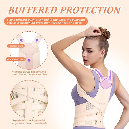 TEE TEA Posture Corrector for Women & Men – Adjustable Back Support Brace for Neck, Shoulder & Spine Muscle Relief – Improve Posture, Comfort & Confidence – Invisible & Comfortable Design (Beige, Large)