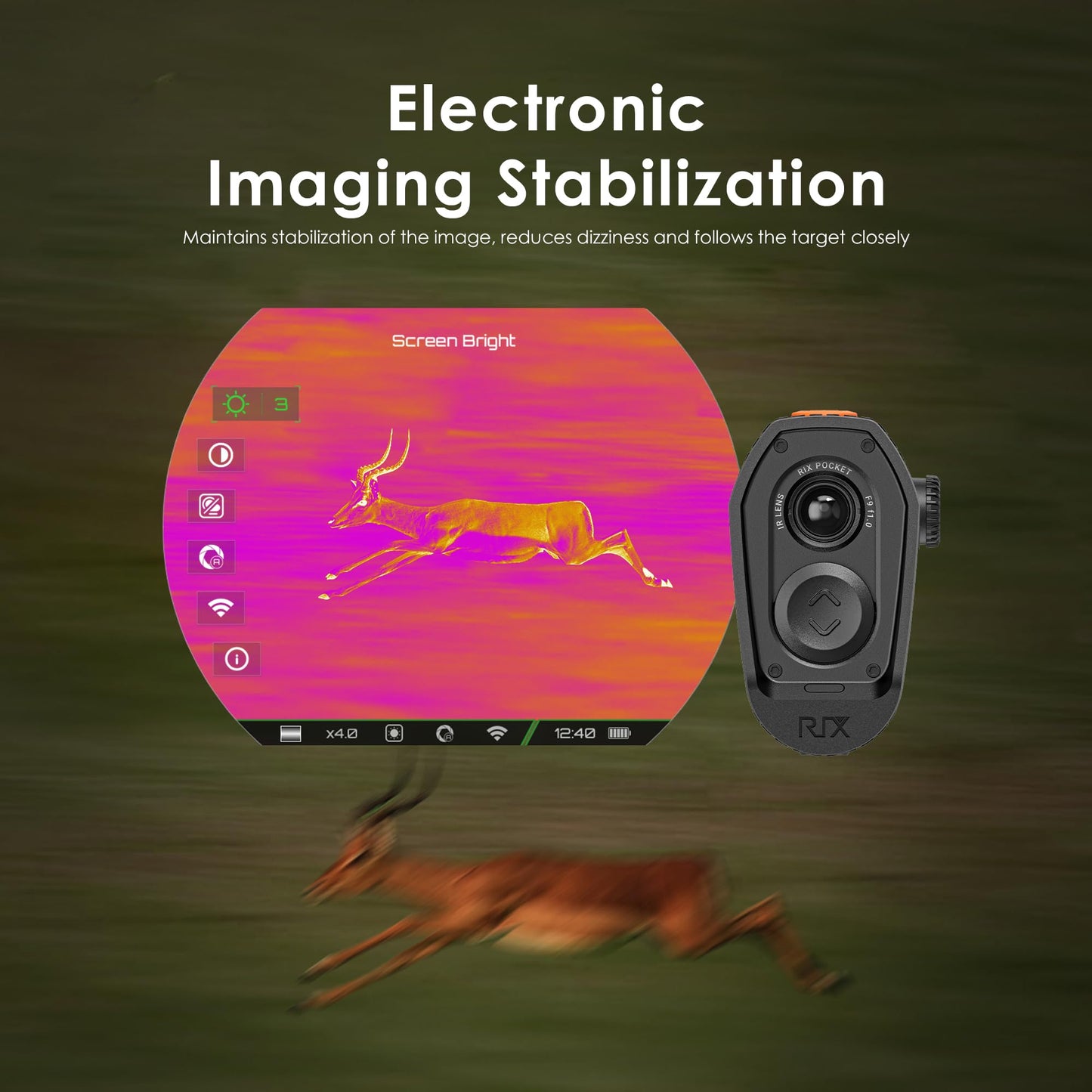 RIX Pocket K2 Portable Thermal Monocular, 256x192 Resolution, 50Hz, Wi-Fi, Handheld Night Vision for Hunting