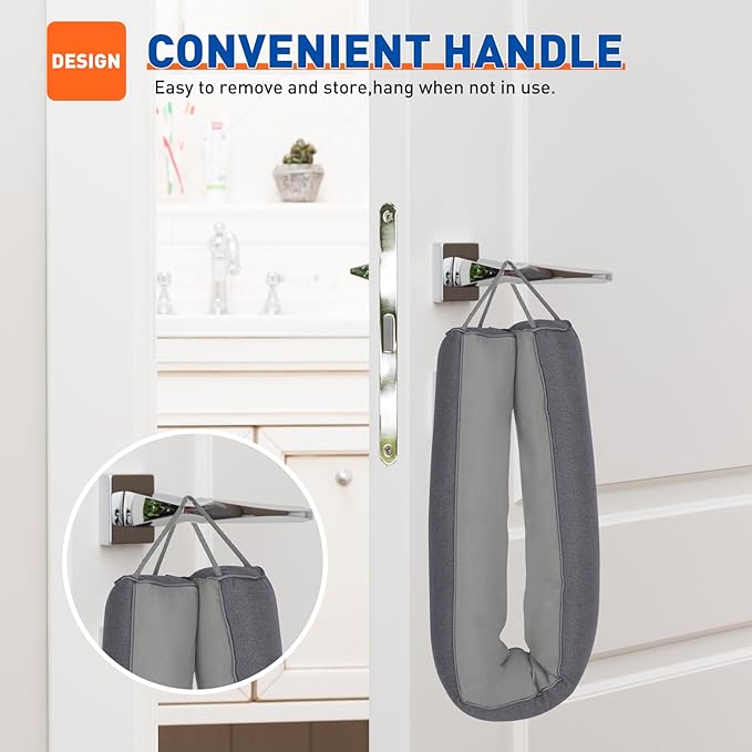 MAGZO Door Draft Stopper 30 Inches, Weighted Triangular Door Snake for Winter Noise Blocker with Hook Loops,Gray