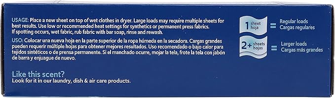 Clorox Fraganzia Fabric Softener Dryer Sheets, Ocean Scent - Wrinkle Reducing Scented Softening Laundry Dryer Sheets for Great Smelling Clothes, 80 Count