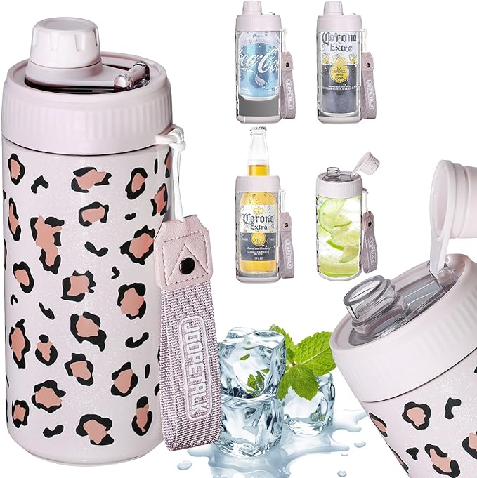 JOOPETALK Universal Can Cooler with Lid Fits All 12oz Cans& Bottles, 100% Leak-Proof Water Bottle, 4-in-1 Insulated Can Co...