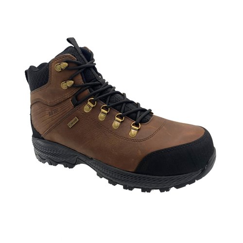 Ad Tec Men's 6" Hiker and Work Shoe - Tumbled Leather Upper, Waterproof, PU Insole Boots for Men - Flexible Mold Outsole for Comfort and Traction Pattern - Brown, 11.5