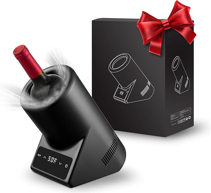 Wine Chiller Electric,Single Bottle Cooler for 750ml Wine or Some Champagne,Portable Cellars Keep Cold Up to 24h,Iceless C...