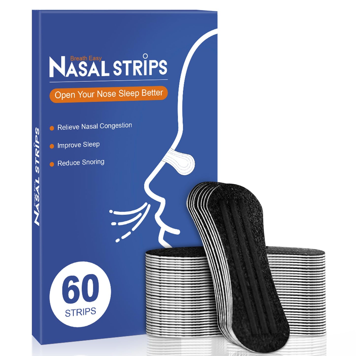 Nasal Strips for Snoring (60 ct),Extra Breathing Nose Strips,Reduce Snoring Aids for Men & Women,Oil & Sweat Proof,Help Improves Sleep and Sports,Universal Fit
