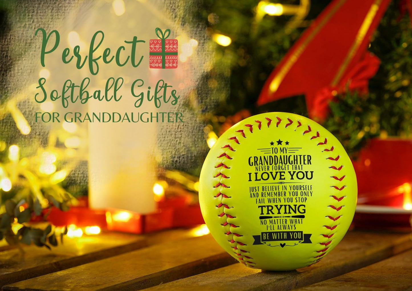 CybGene Softball Gifts for Granddaughter Girls from Grandma Grandpa Grandparents for Birthday Graduation Christmas, Printed Softball Ball 12" - to my Granddaughter