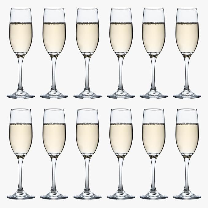 YANGNAY Champagne Glasses, Champagne Flute Glass Set of 12, Clear Champagne Flutes for Party, Home, Restaurant Use, 6 oz C...