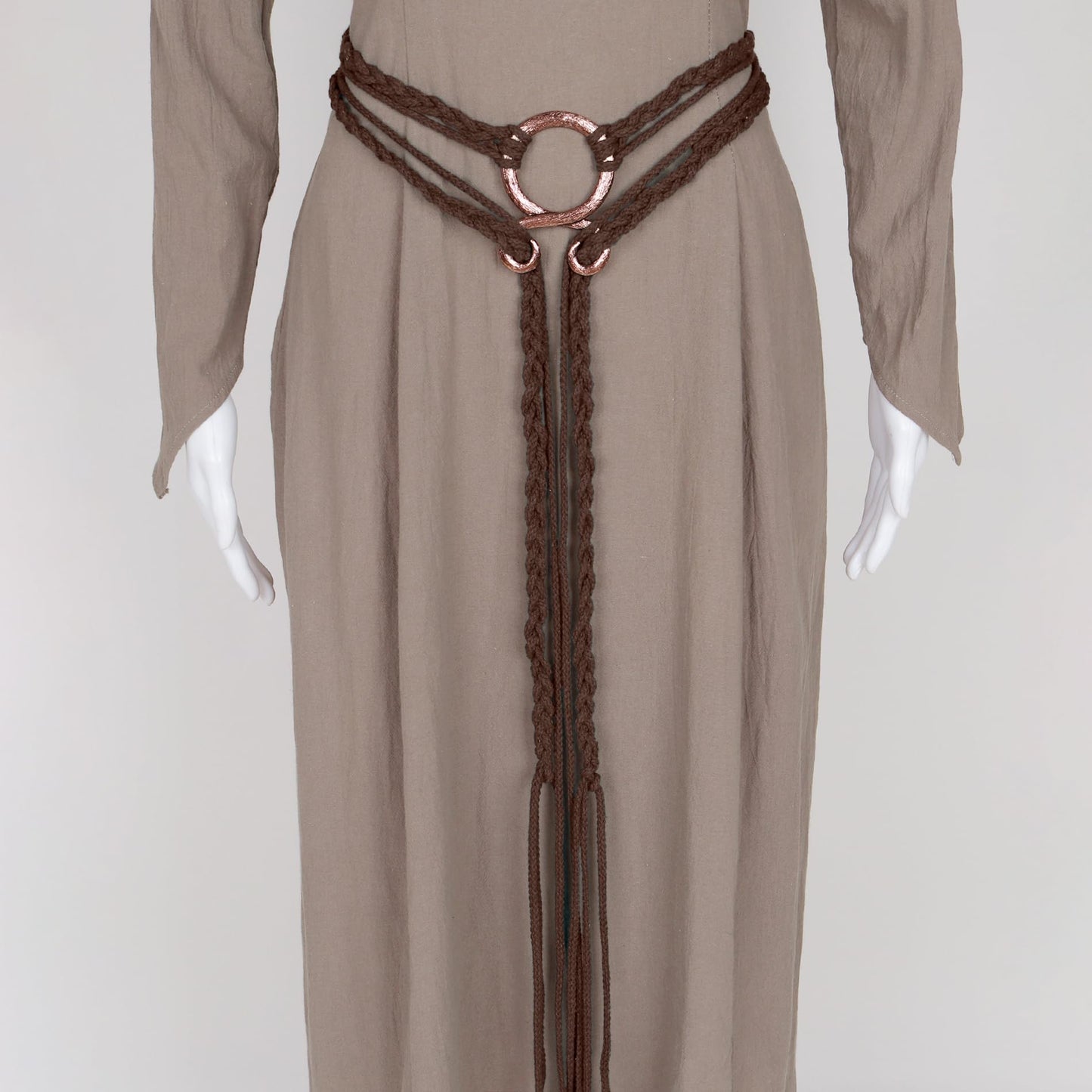 L'VOW Women Viking Troll Cross Belt Long Rope Belt Norse Witch Waist Belt Medieval Shaman Waist Belt Pagan Accessory(Coffee)