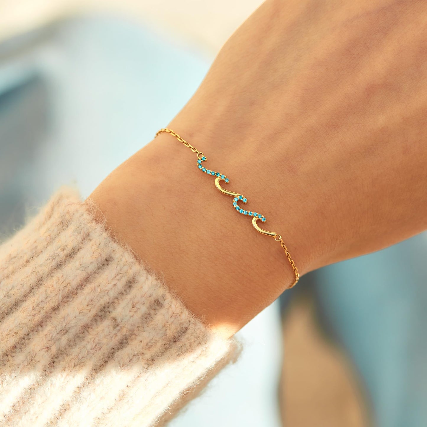 STORYJEWELLERY Birthday Gifts for Women, 30th 40th 50th 60th 70th 80th Birthday Gifts for Women, Birthday Gifts for Friend Daughter Mom and Sister, 925 Sterling Silver Wave Bracelet