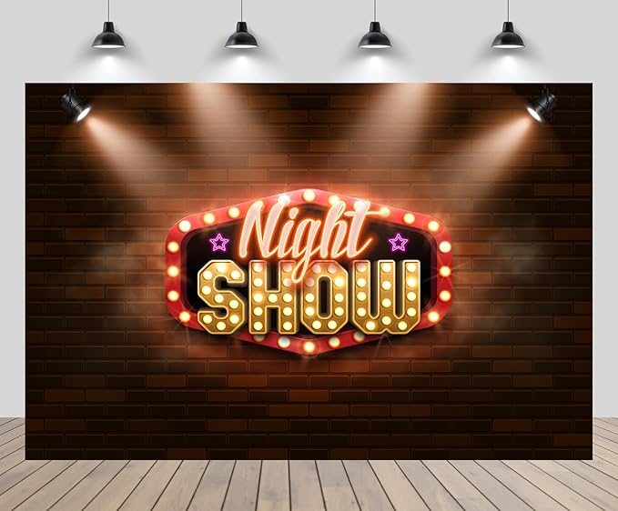 CHNYWORK 5x3ft Night Show Backdrop Red Brick Wall Spotlights Red Night Lights Dancing Music Party Background Talk Show The...