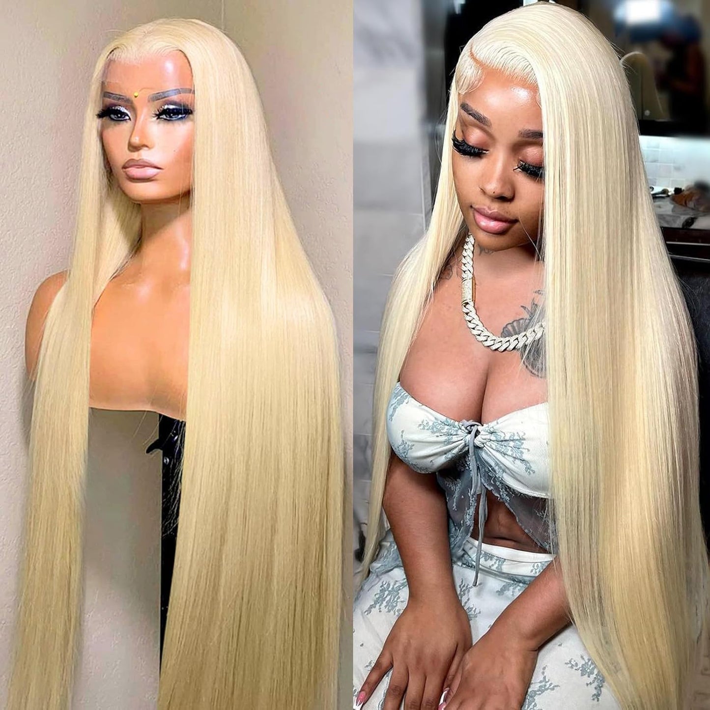 ENFLOKT 613 13x6 Lace Front Wig Human Hair 200% Density Straight Blonde Lace Frontal Wigs Human Hair Pre Plucked Blonde HD Lace