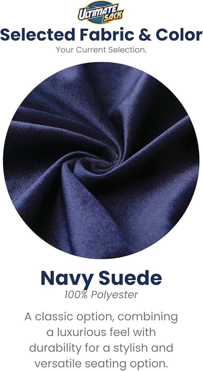 ULTIMATE SACK 4000 4-Foot Bean Bag Chair, Electric Blue Suede Cover – Oversized Foam Lounger, Floor Seat, Small Sofa, or Couch Bed for Living Area, Gaming Room, or Reading Lounge