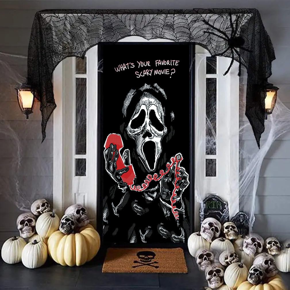 Scary Movie Character Door Cover - 6.6 x 3 ft, Perfect for Halloween Parties & Horror Birthdays