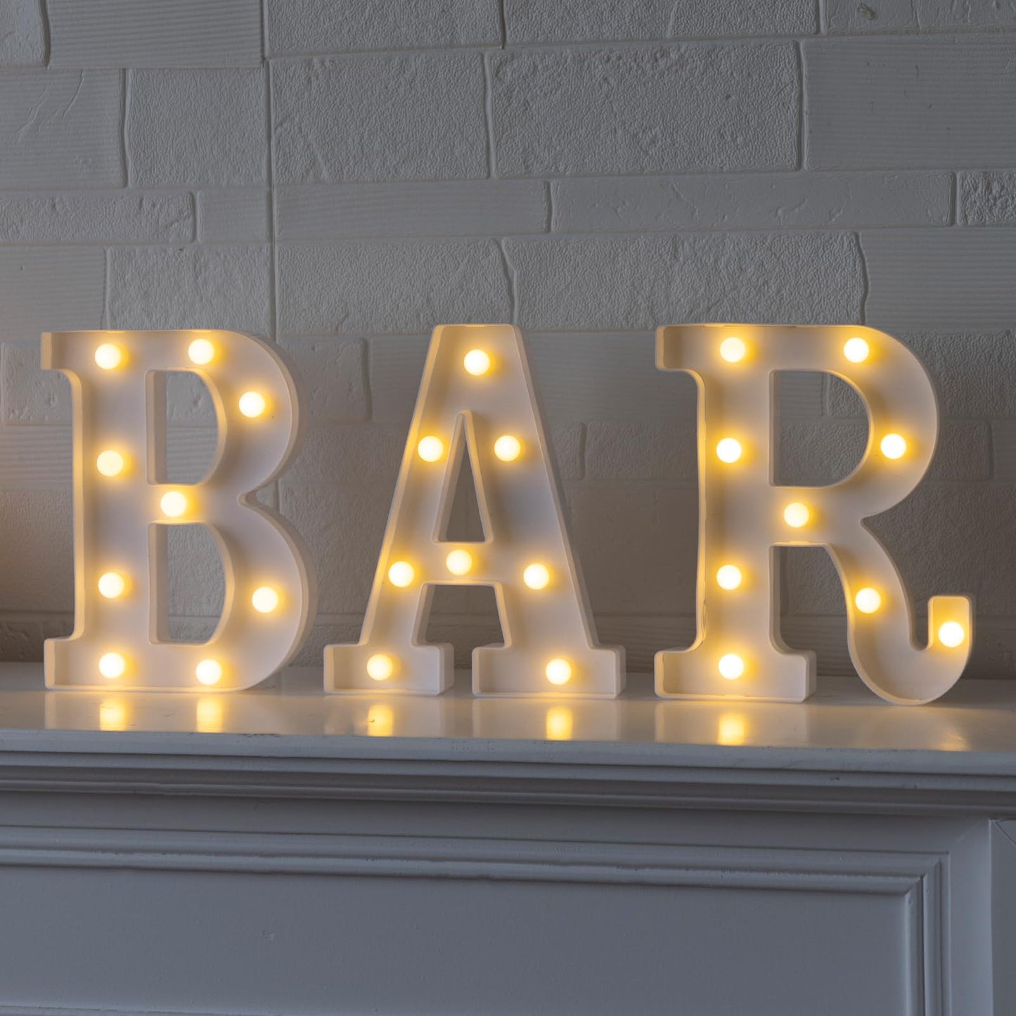 LED Marquee Letters Sign, Battery Powered Light Up BAR Sign, Decorative Numbers for Bar Decor - Warm White