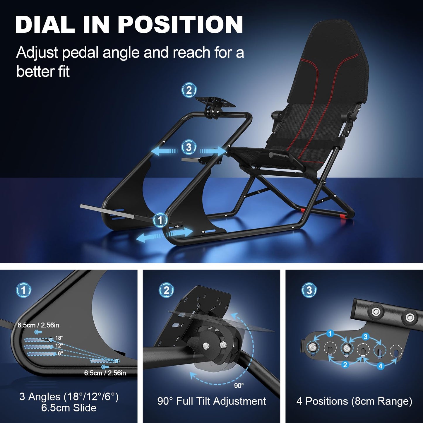 DIWANGUS Racing Simulator Cockpit - Multi Angle Adjustable Pedal & Wheel Panel Breathable Mesh Foam Seat for Sim Racing Cockpit Compatible with Logitech, Thrustmaster, Fanatec, Moza- Ergonomic GT